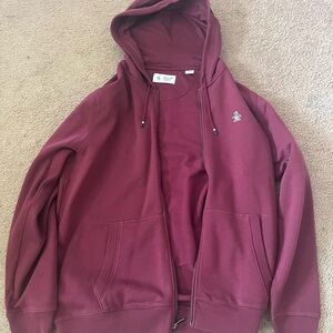 Original Penguin Men's Maroon Zip-Up Sweater